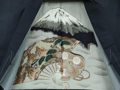 平和屋着物●男性　紬　アンサンブル　濃藍色　正絹　逸品　未使用　CABF3355ut