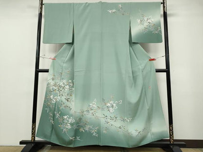平和屋着物●訪問着　友禅　作家物　枝桜文　暈し染め　正絹　逸品　CABF3357ut