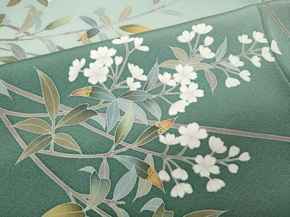 平和屋着物●訪問着　友禅　作家物　枝桜文　暈し染め　正絹　逸品　CABF3357ut