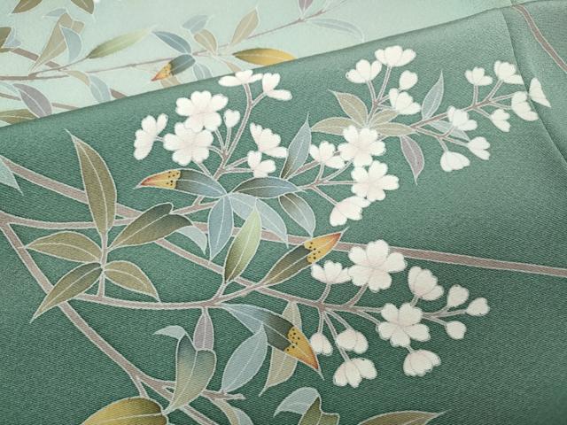 平和屋着物●訪問着　友禅　作家物　枝桜文　暈し染め　正絹　逸品　CABF3357ut