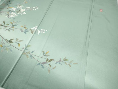 平和屋着物●訪問着　友禅　作家物　枝桜文　暈し染め　正絹　逸品　CABF3357ut