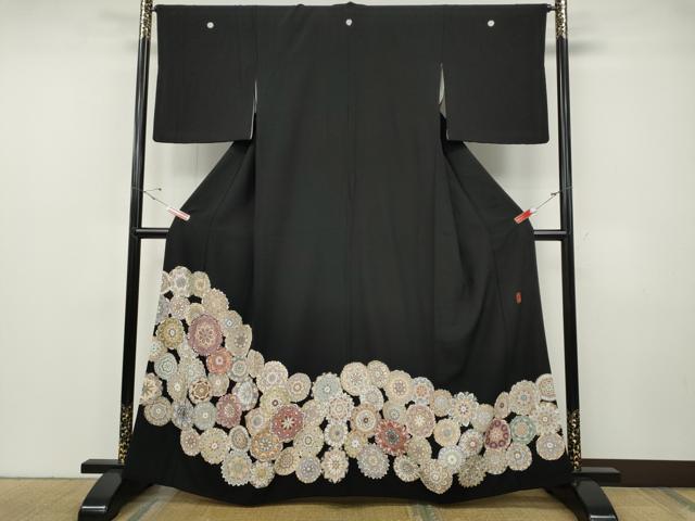 平和屋着物○中国三大刺繍 蘇州刺繍 黒留袖 正倉院花