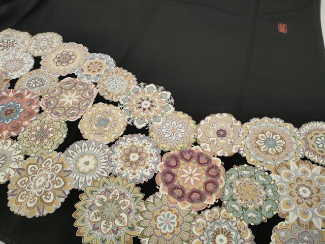 平和屋着物●中国三大刺繍　蘇州刺繍　黒留袖　正倉院花文　金糸　正絹　逸品　CABF3358ut