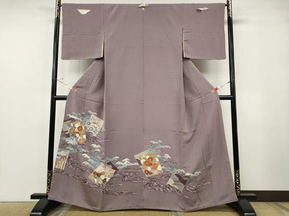 平和屋着物●創業460年・千總　色留袖　駒刺繍　色紙重ね立波花文　三越扱い　正絹　逸品　CABF3359ut