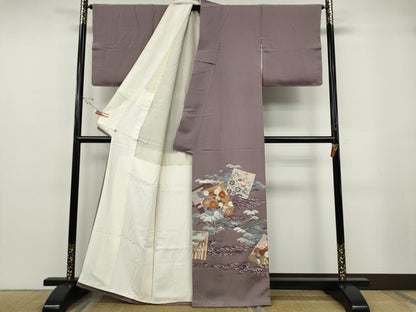 平和屋着物●創業460年・千總　色留袖　駒刺繍　色紙重ね立波花文　三越扱い　正絹　逸品　CABF3359ut