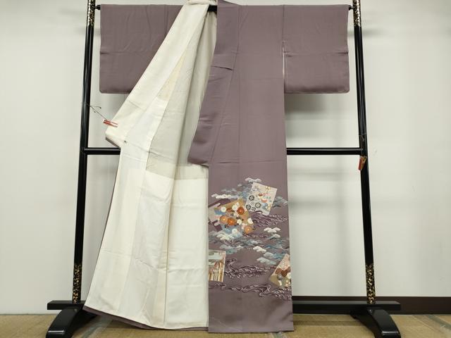 平和屋着物●創業460年・千總　色留袖　駒刺繍　色紙重ね立波花文　三越扱い　正絹　逸品　CABF3359ut