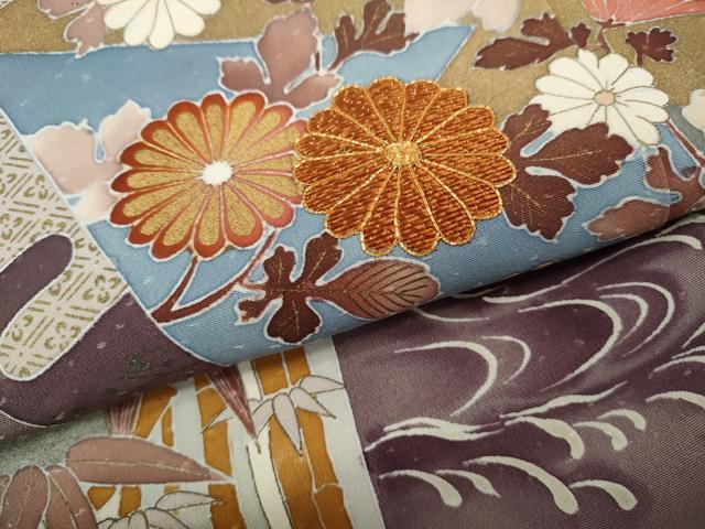 平和屋着物●創業460年・千總　色留袖　駒刺繍　色紙重ね立波花文　三越扱い　正絹　逸品　CABF3359ut