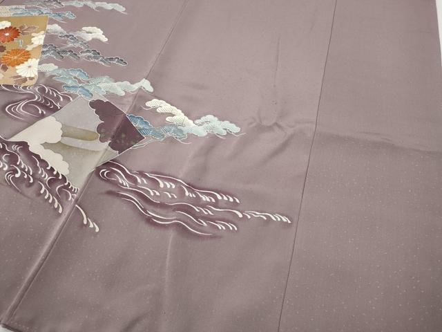 平和屋着物●創業460年・千總　色留袖　駒刺繍　色紙重ね立波花文　三越扱い　正絹　逸品　CABF3359ut