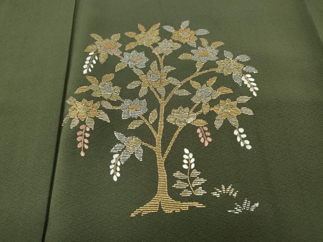 平和屋着物●訪問着　竹屋町刺繍　草花文　金彩　正絹　逸品　未使用　CABF3362ut