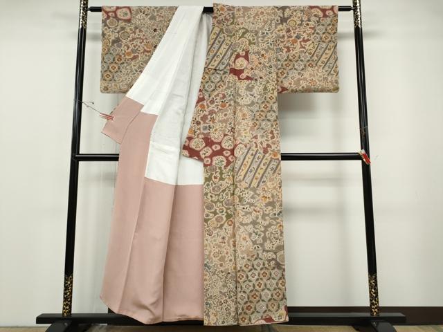 平和屋着物▼訪問着　切嵌吉祥花文　鬼しぼ縮緬　正絹　逸品　CABF3367ut