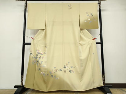 平和屋着物●訪問着　友禅　作家物　枝花文　暈し染め　正絹　逸品　CABF3369ut