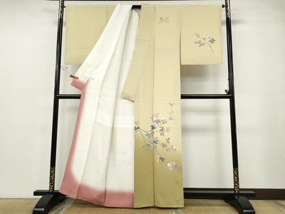 平和屋着物●訪問着　友禅　作家物　枝花文　暈し染め　正絹　逸品　CABF3369ut