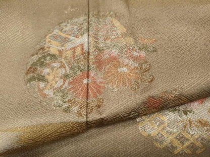 平和屋着物●訪問着　雪輪御所車花文　暈し染め　金銀彩　正絹　逸品　CABF3372ut