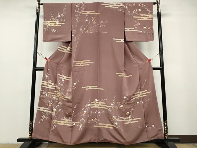 平和屋着物●訪問着　駒刺繍　エ霞枝花文　金彩　正絹　逸品　未使用　CABF3373ut