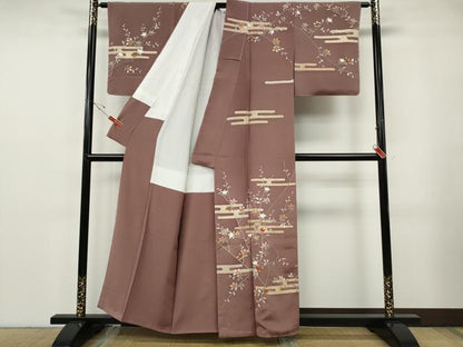 平和屋着物●訪問着　駒刺繍　エ霞枝花文　金彩　正絹　逸品　未使用　CABF3373ut