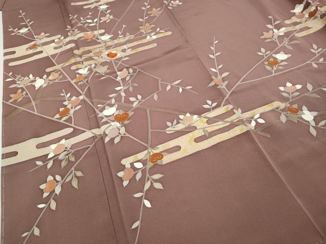 平和屋着物●訪問着　駒刺繍　エ霞枝花文　金彩　正絹　逸品　未使用　CABF3373ut