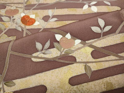 平和屋着物●訪問着　駒刺繍　エ霞枝花文　金彩　正絹　逸品　未使用　CABF3373ut