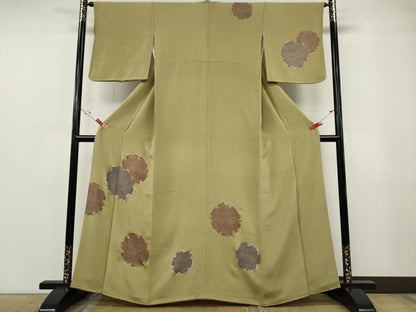 平和屋着物●訪問着　鹿の子雪輪文　金銀彩　鬼しぼ縮緬　正絹　逸品　CABF3375ut