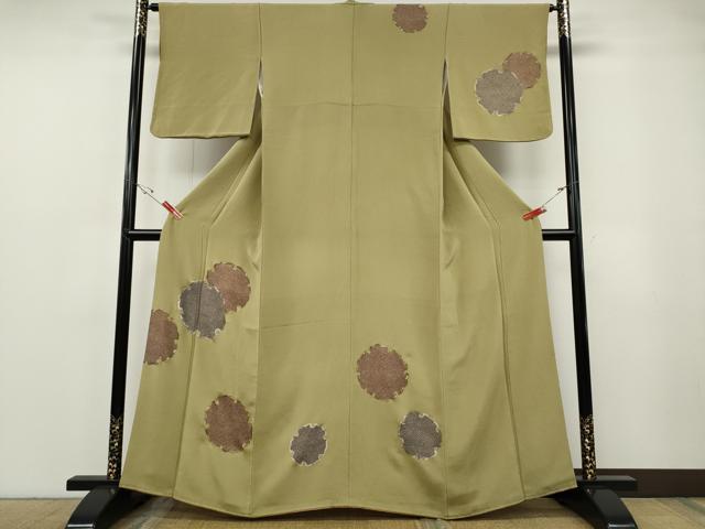 平和屋着物●訪問着　鹿の子雪輪文　金銀彩　鬼しぼ縮緬　正絹　逸品　CABF3375ut