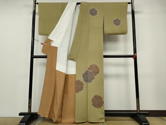 平和屋着物●訪問着　鹿の子雪輪文　金銀彩　鬼しぼ縮緬　正絹　逸品　CABF3375ut