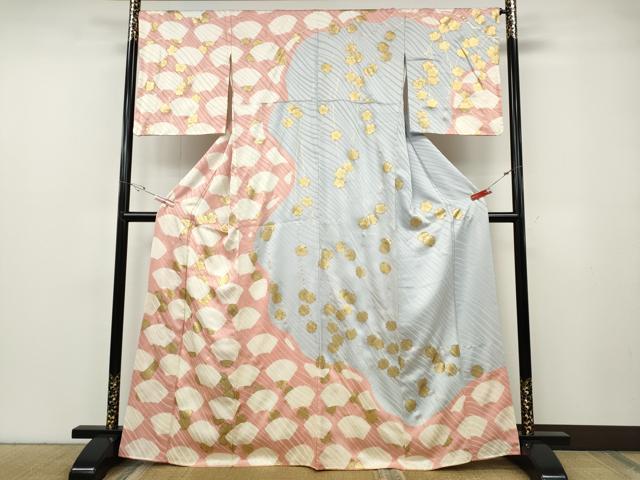 平和屋着物●訪問着　地紙枝垂れ桜文　金彩　正絹　逸品　CABF3378ut