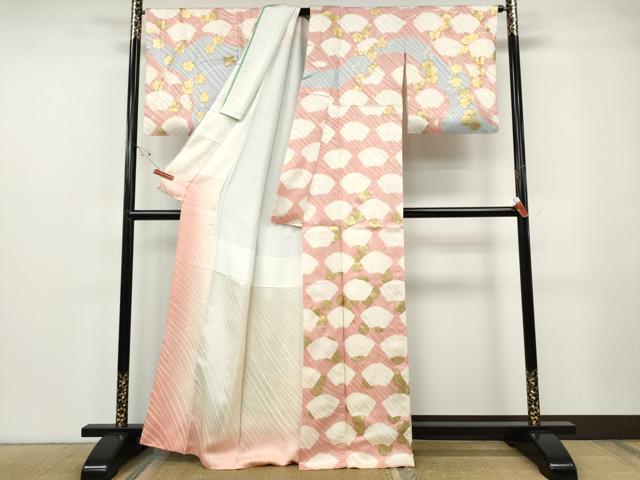 平和屋着物●訪問着　地紙枝垂れ桜文　金彩　正絹　逸品　CABF3378ut