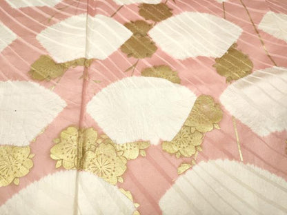 平和屋着物●訪問着　地紙枝垂れ桜文　金彩　正絹　逸品　CABF3378ut