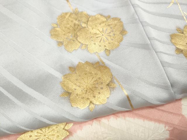 平和屋着物●訪問着　地紙枝垂れ桜文　金彩　正絹　逸品　CABF3378ut