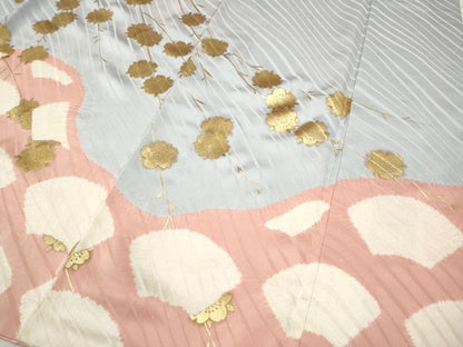 平和屋着物●訪問着　地紙枝垂れ桜文　金彩　正絹　逸品　CABF3378ut