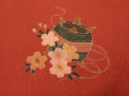 平和屋着物●こむさでもーど・COMME CA DU MODE　振袖　霞地紋　紅緋色　洗える着物　CABF3379ut