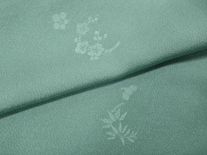 平和屋着物●本加賀友禅作家　柿本市郎監修　色無地　舞花地紋　白群色　正絹　逸品　未使用　CABF3381ut