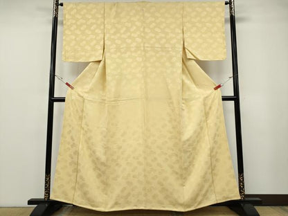 平和屋着物●上質な色無地　菊地紋　蜂蜜色　正絹　逸品　未使用　CABF3383ut