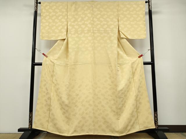 平和屋着物●上質な色無地　菊地紋　蜂蜜色　正絹　逸品　未使用　CABF3383ut