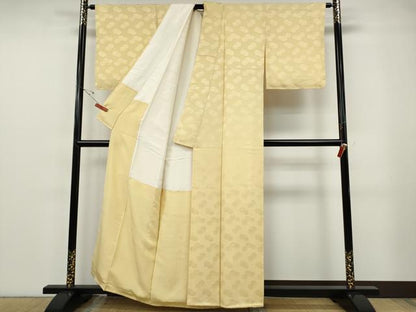 平和屋着物●上質な色無地　菊地紋　蜂蜜色　正絹　逸品　未使用　CABF3383ut