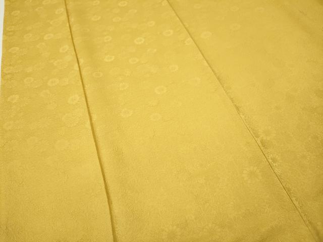 平和屋着物○上質な色無地 舞花地紋 黄金色 正絹 逸品 CABF3384ut