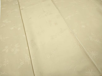 平和屋着物●上質な色無地　草花地紋　練色　正絹　逸品　CABF3385ut