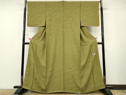 平和屋着物●上質な色無地　風景地紋　梅幸茶色　正絹　逸品　CABF3387ut
