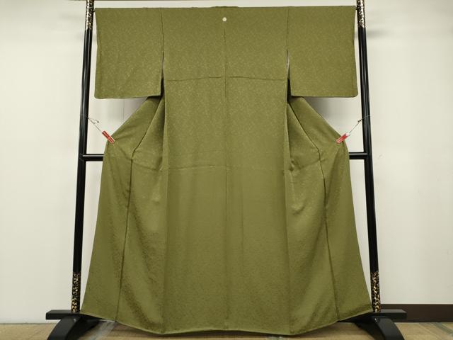 平和屋着物●上質な色無地　霞地紋　国防色　正絹　逸品　CABF3389ut