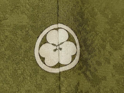 平和屋着物●上質な色無地　霞地紋　国防色　正絹　逸品　CABF3389ut