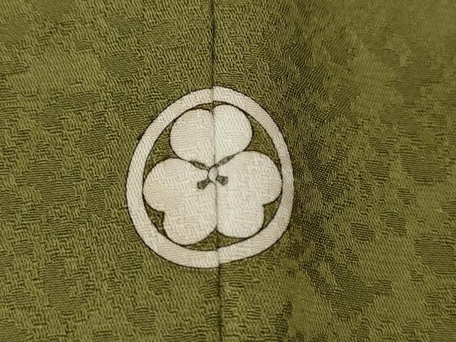 平和屋着物●上質な色無地　霞地紋　国防色　正絹　逸品　CABF3389ut