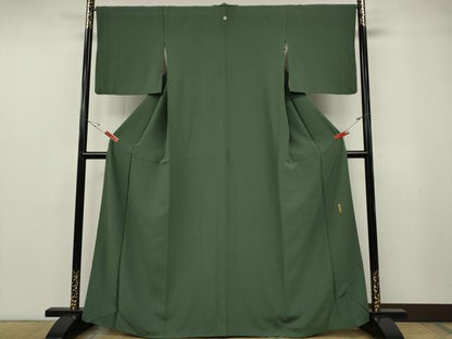 平和屋着物●上質な色無地　作家物　柳煤竹色　正絹　逸品　未使用　CABF3390ut