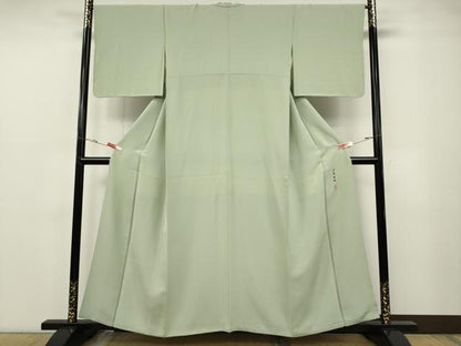平和屋着物●京加賀友禅　百貫達雄監修　色無地　白緑色　やまと誂製　正絹　逸品　CABF3391ut