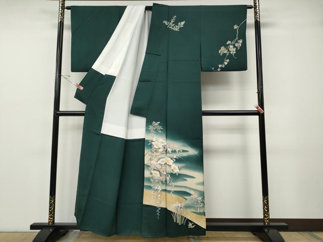 平和屋着物●訪問着　流水枝花文　暈し染め　金彩　正絹　逸品　CABF3395ut