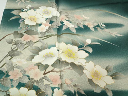 平和屋着物●訪問着　流水枝花文　暈し染め　金彩　正絹　逸品　CABF3395ut