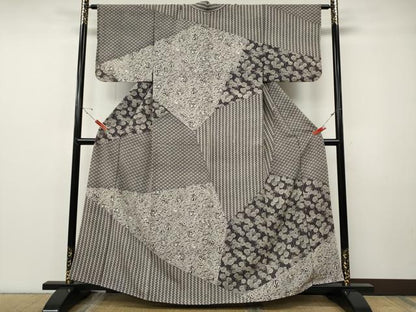 平和屋着物●訪問着　型染め　切嵌風景吉祥花文　正絹　逸品　CABF3397ut