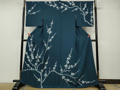 平和屋着物●訪問着　絞り　枝花文　正絹　逸品　CABF3398ut