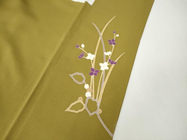 平和屋着物●訪問着　駒刺繍　草花文　金彩　正絹　逸品　CABF3399ut