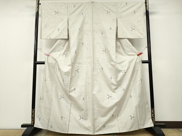 平和屋着物●本場大島紬　白大島　9マルキ　枝花文　正絹　逸品　CABF3401ut