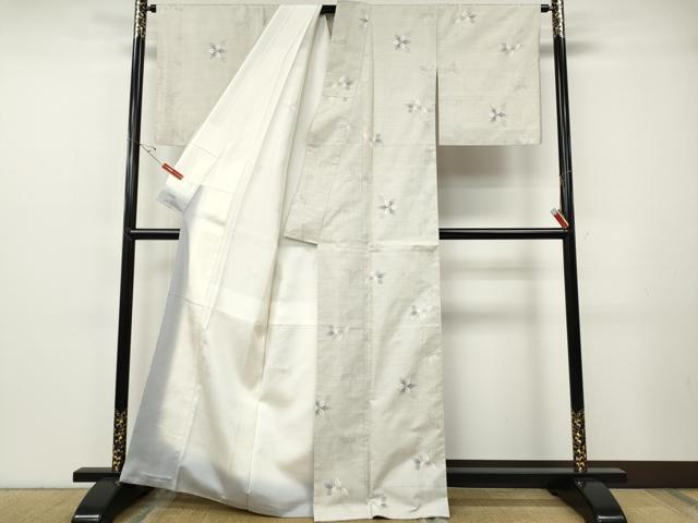 平和屋着物●本場大島紬　白大島　9マルキ　枝花文　正絹　逸品　CABF3401ut