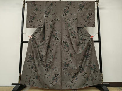 平和屋着物●本場大島紬　9マルキ　蔦の葉花文　正絹　逸品　未使用　CABF3402ut